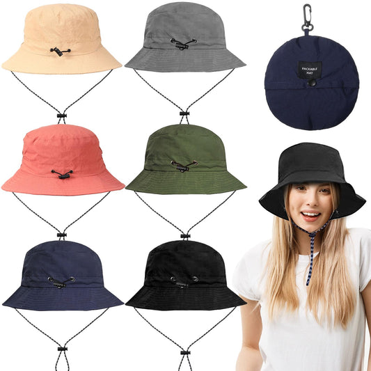 JaGely 6 Pcs Waterproof Bucket Hat Sun Fishing Hat for Women Men Packable UV Protection Adjustable Beach Foldable Hiking Safari Caps