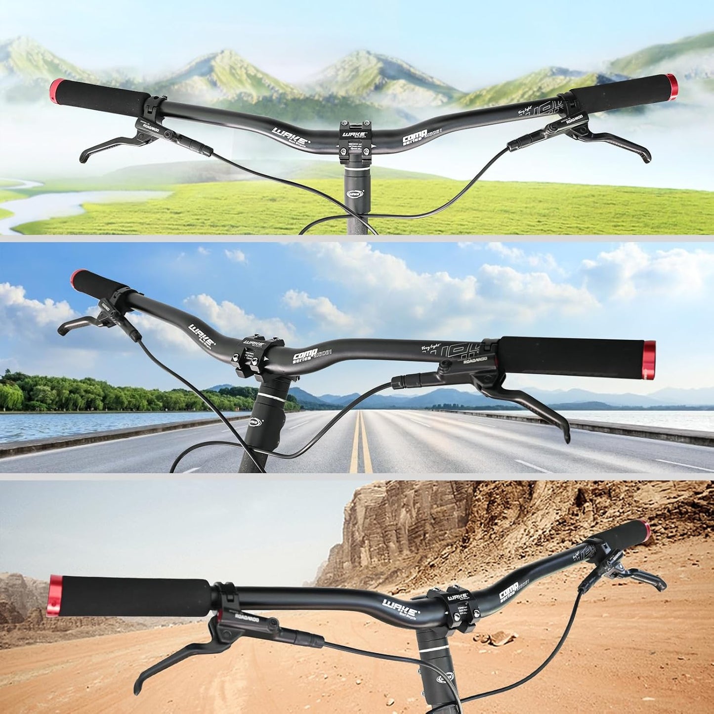 Wake Bicycle Handlebars 31.8 mm Mountain Bike Handlebar 720mm/780mm Aluminium Alloy MTB Handlebar Bicycle Riser Bars Extra Long Bicycle Handlebars for Downhill Cycling Racing