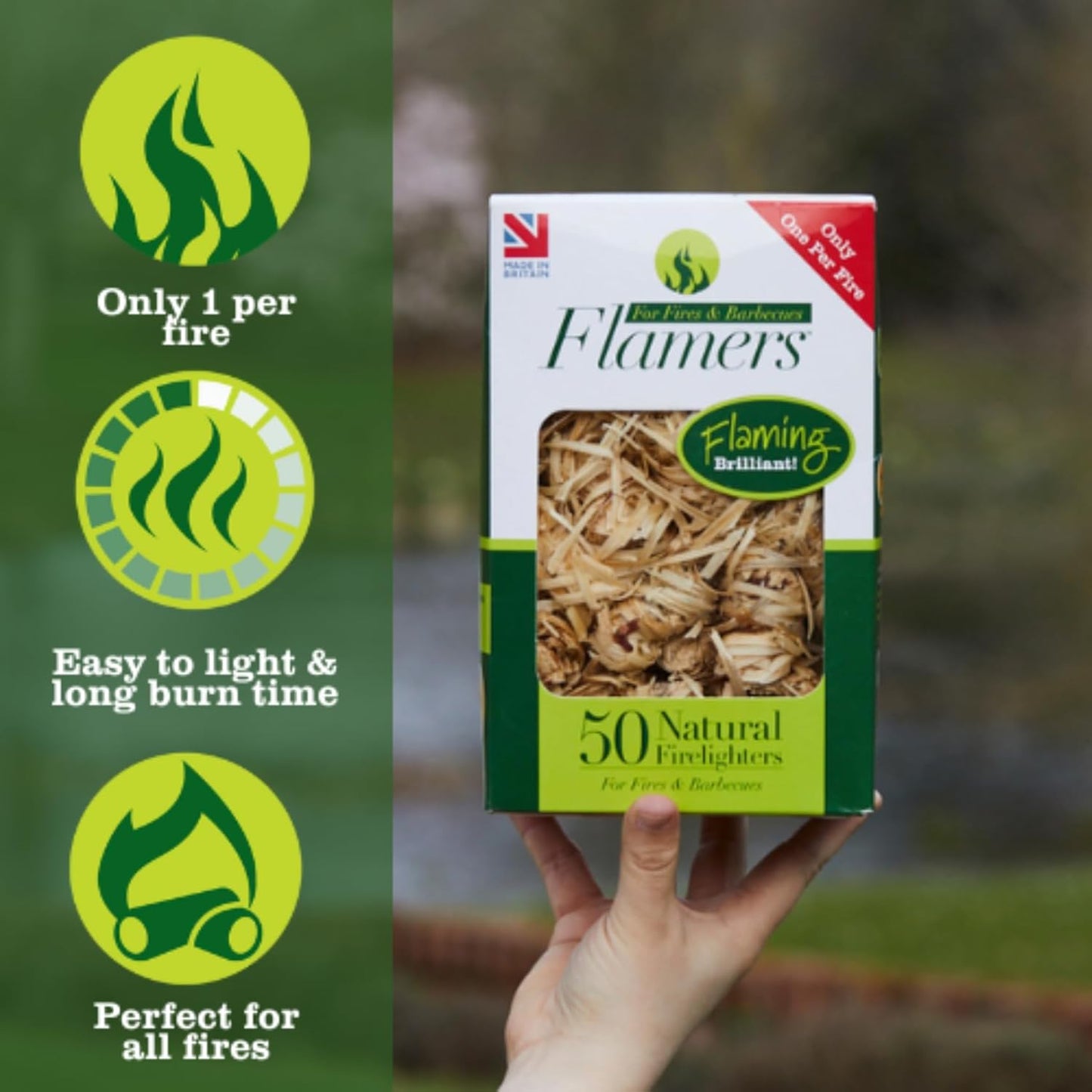 Flamers 24 pcs Fire Starter - Natural Fire Starters for Fireplace, Pellets Wood Stove, Fire Pit, Smoker, BBQ, Chimney, Pizza Oven - Firestarter for Campfires, Outdoor Camping, Grill Charcoal Starter