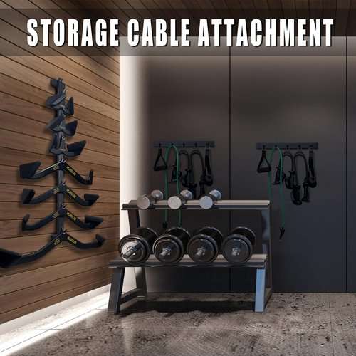 BLUSLM Wall Mounted Lat Pull Down Bar Organizer with Hooks, Home Gym Storage Rack for Lat Pulldown Attachments, Cable Attachments Rack for Gym Accessories (Cable Attachment Rack2)