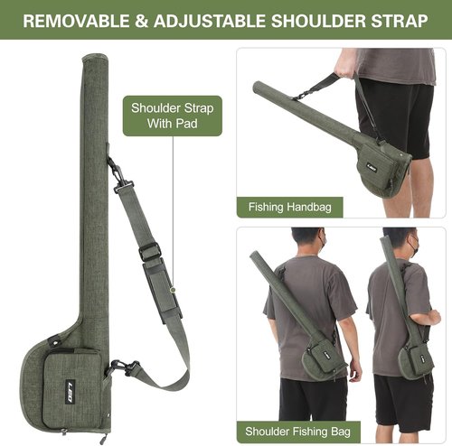 Lixada Fly Fishing Rod Case,Portable Fishing Tackle Bag,Canvas Fishing Pole Storage Bag Fly Rods Reels Durable Carry Case, ‎army Green, Canvas & Beach Tote Bag