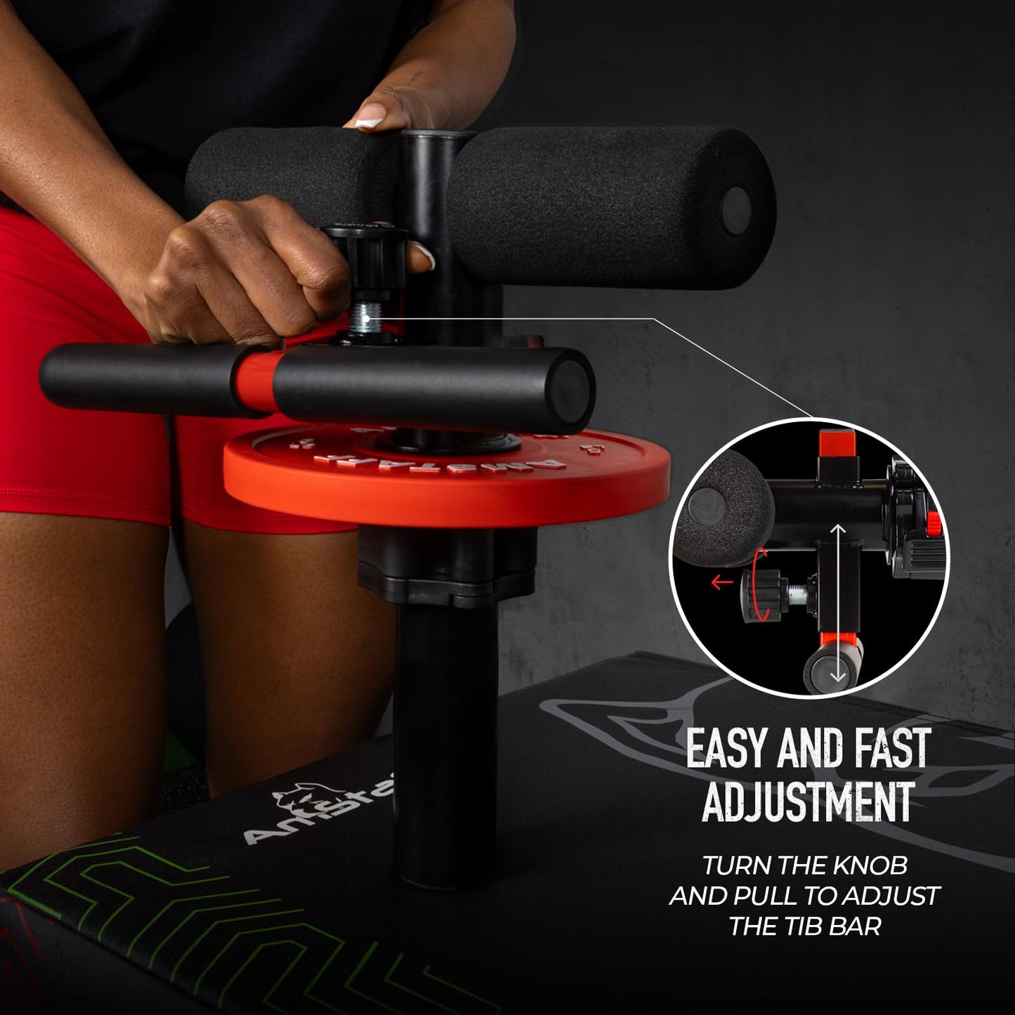 Amstaff Fitness Adjustable Tib Bar - Tibialis Anterior Trainer with Durable Steel Construction & Comfortable High-Density Foam - Perfect for Home & Professional Gyms