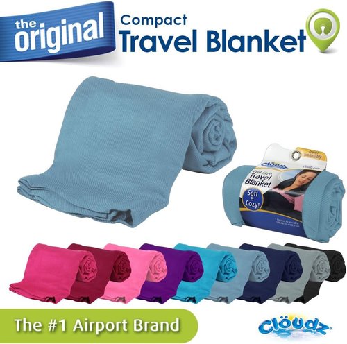 Cloudz Cozy Compact Airplane Travel Blanket for Your Flight, Car, Camping, Home or Comforting Warmth Anywhere! - Light Pink