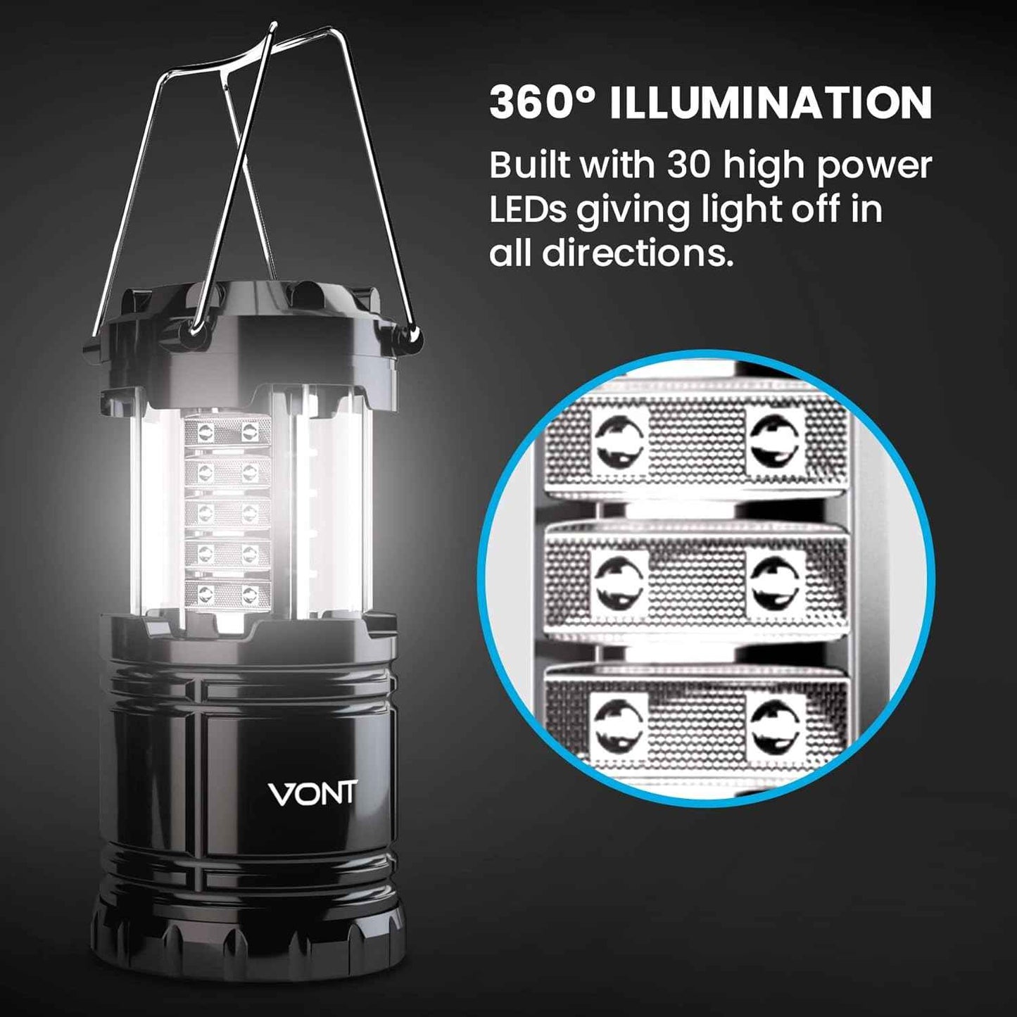 Vont LED Camping Lantern - Portable Emergency Light for Hurricane & Storm Survival, Collapsible & Battery-Operated