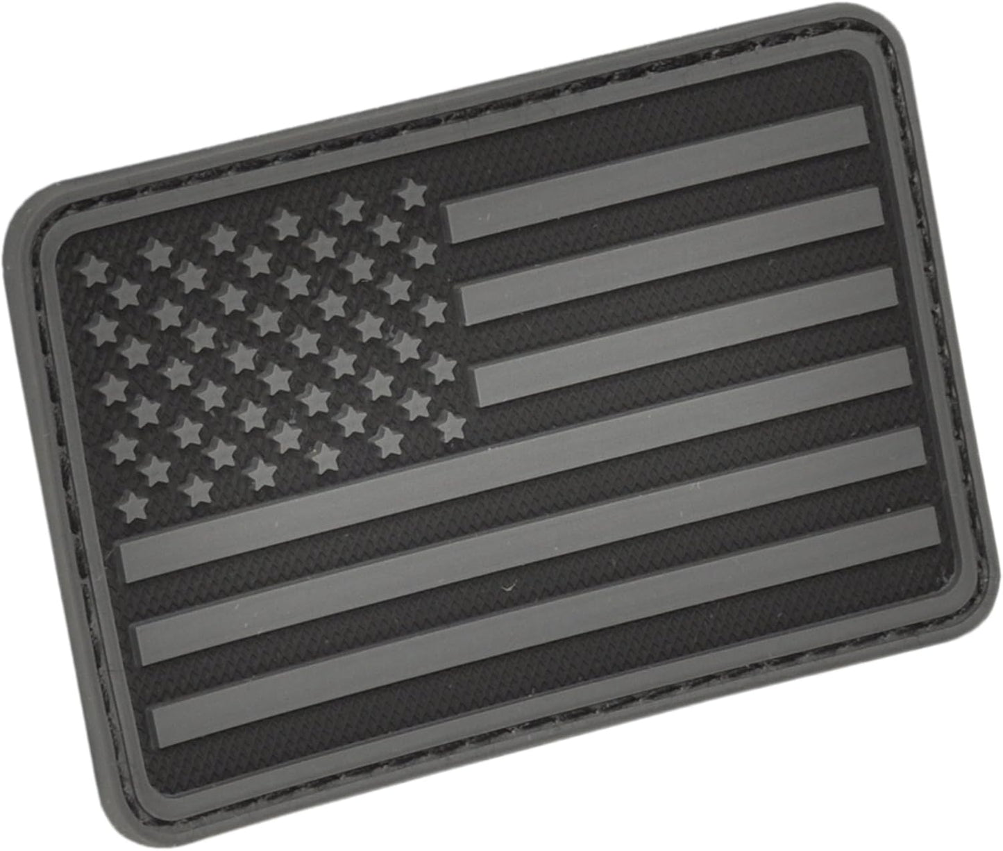 HAZARD 4 USA Flag (Left Arm) Rubber 3D Morale Patch - Tactical PVC Badge for Backpack Vest Jacket EDC Gear - Hook-Fastener Patch for Tactical, Military, or Outdoor Use - Black/Grey