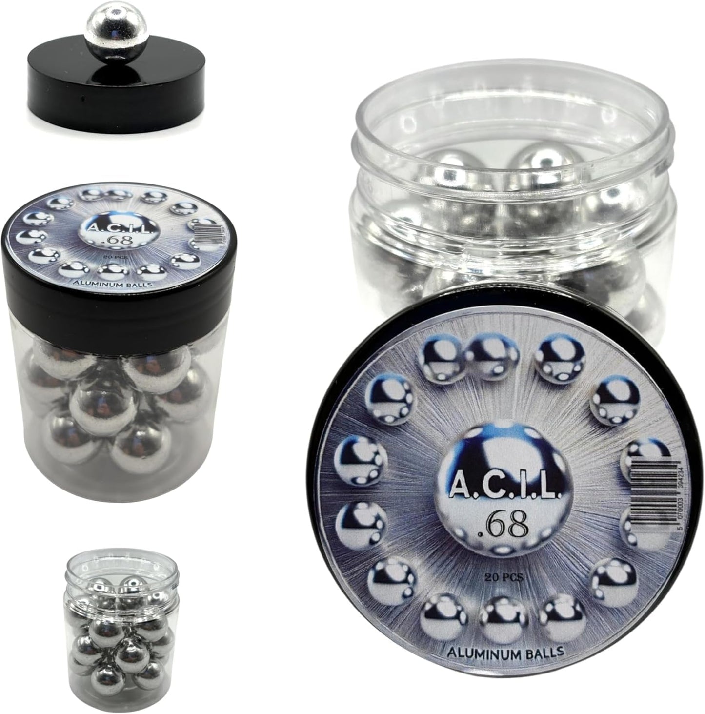 Aluminum Balls in 68 Caliber Solid Resuable Seamless Paintballs for High Impact, Training, Target Practice and Defense .68 Cal. (20 pcs)