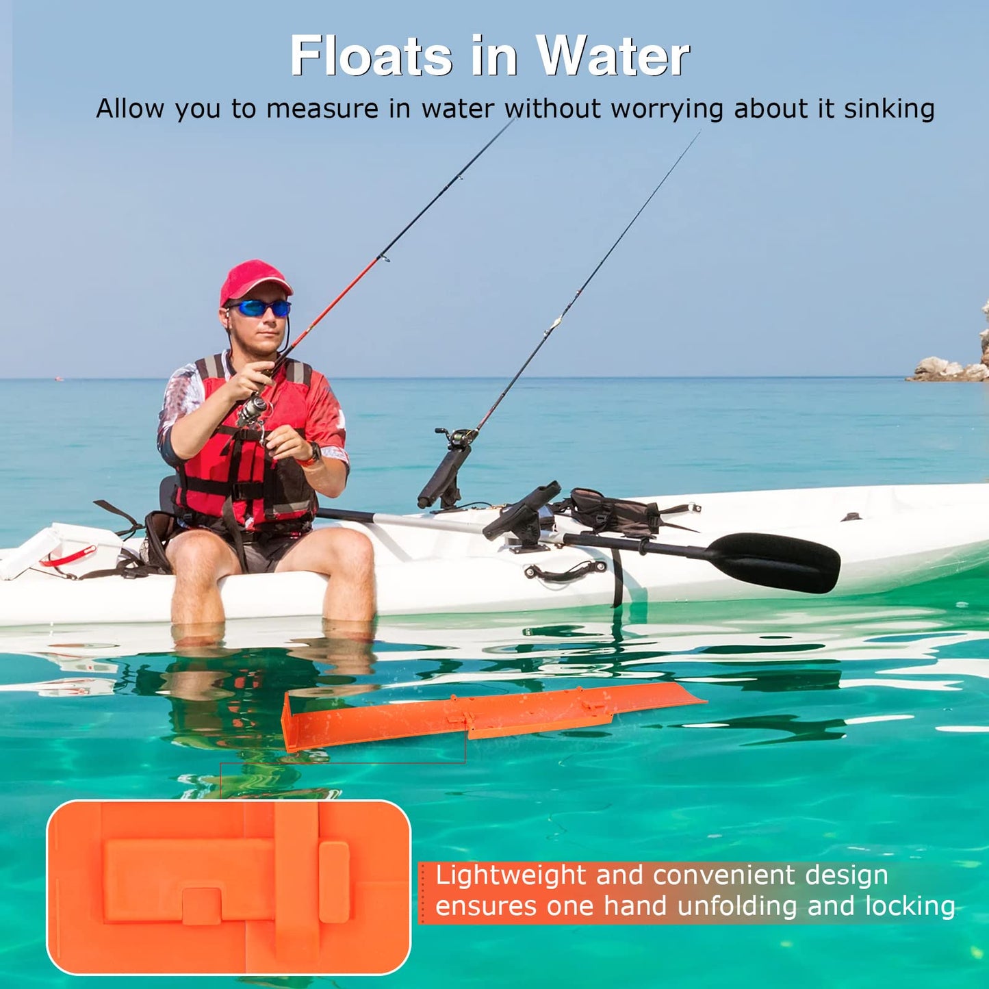 Haxrotin Fish Measuring Board Foldable, Compact Folding Fish Ruler for Boat, Unfolded 36 Inches Bump Board Fishing Ruler Folded to 12 Inches