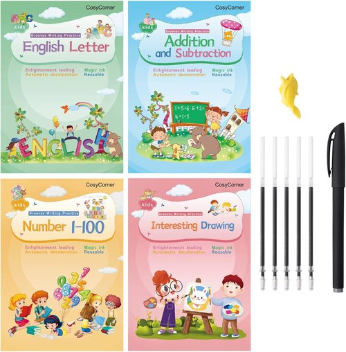 Magic Ink Copybooks for Kids Reusable Handwriting Workbooks for Preschools Grooves Template Design and Handwriting Aid Practice for Kids The Print Writing