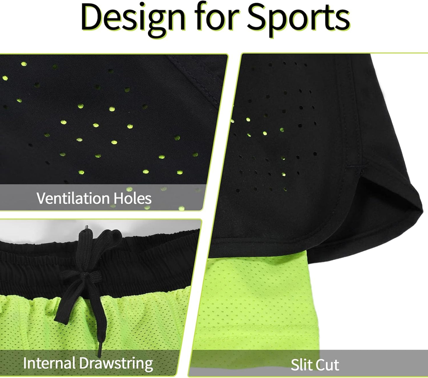 ARSUXEO Men's Active Training Running Shorts 2 in 1