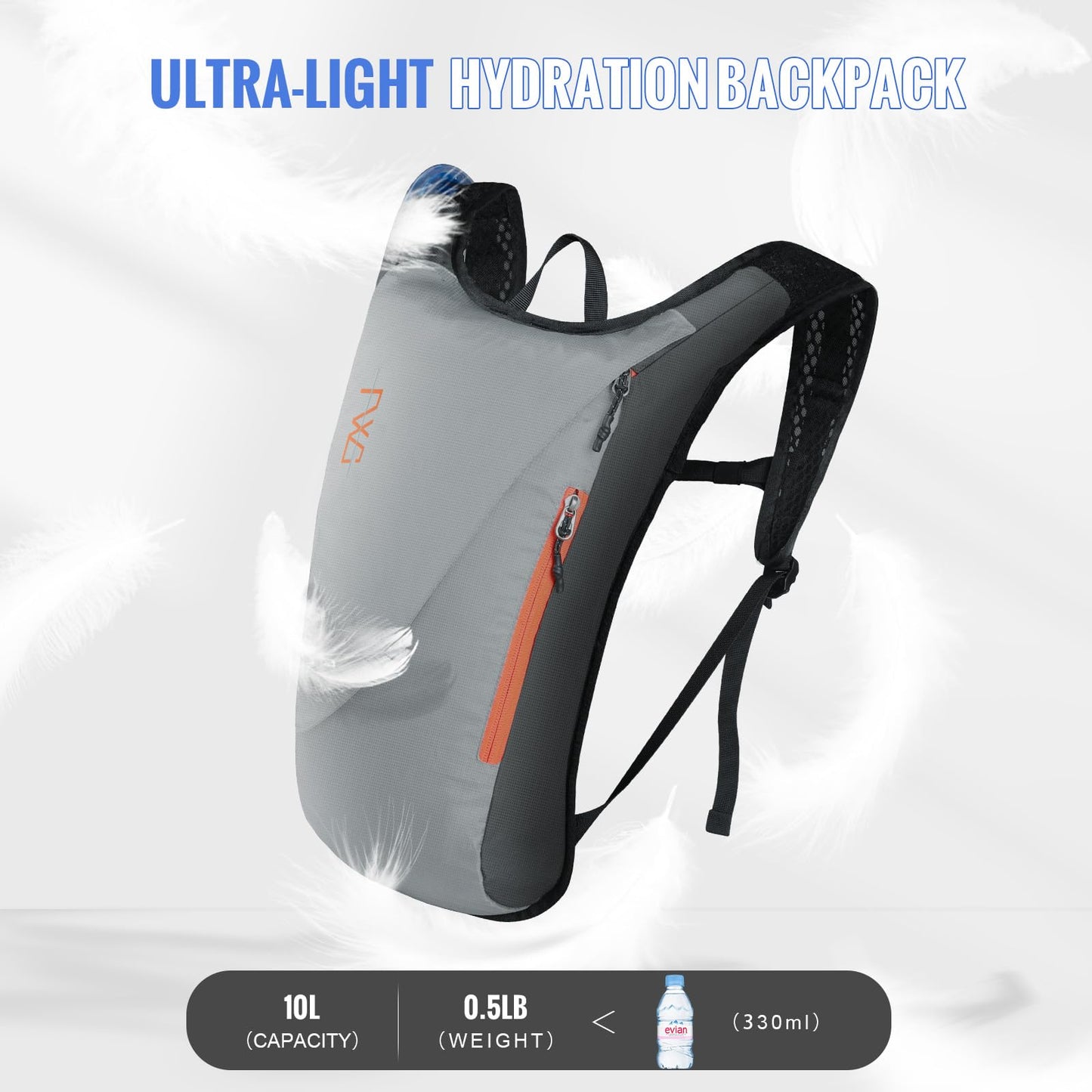 FEIWOOD GEAR Hydration Pack Backpack with 3L PEVA Water Bladder, 10L Lightweight Hydration Water Backpack for MTB Cycling Hiking Running Women Men