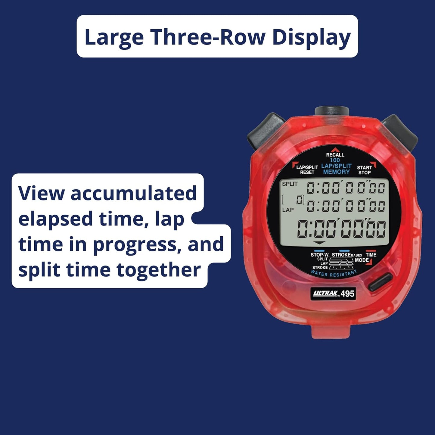 Ultrak 100 Lap Memory Timer, Yellow