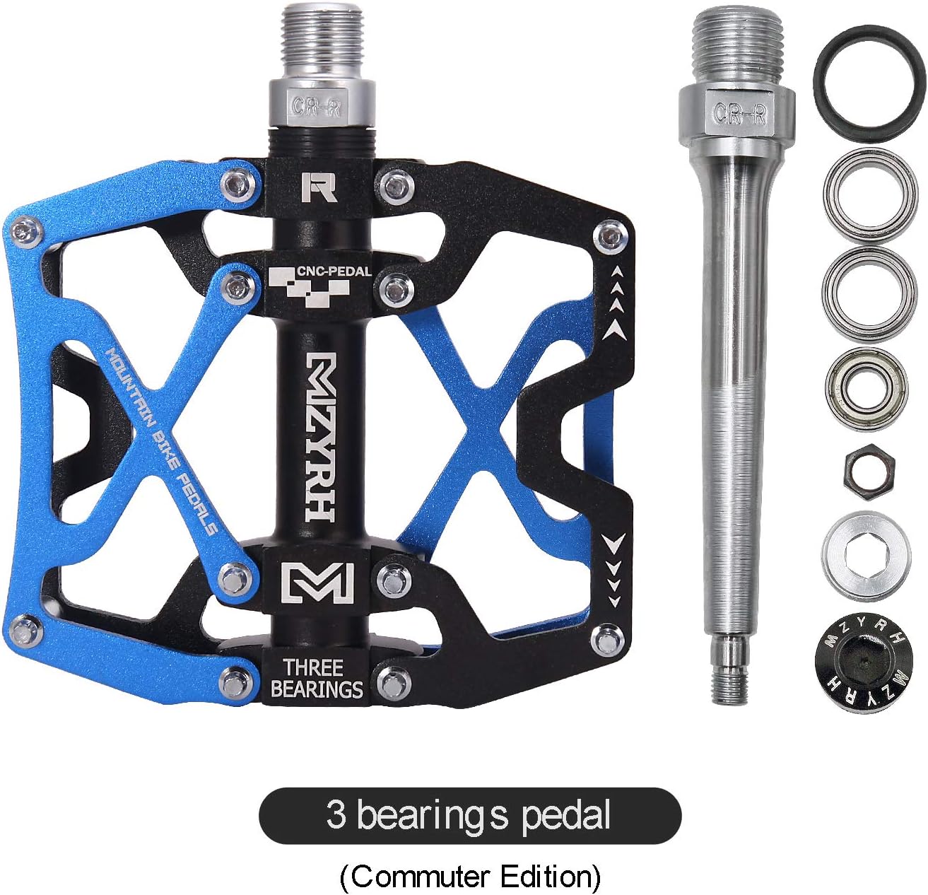 Mountain Bike Pedals, Ultra Strong Colorful CNC Machined 9/16" Cycling Sealed 3 Bearing Pedals