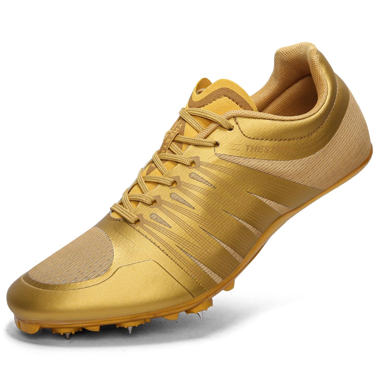 ZAKEY Mens Womens Track and Field Shoes Spikes Track Race Jumping Sneakers Professional Running Nail Spikes Shoes for Kid(37,Gold)