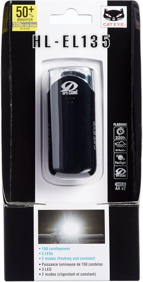 CAT EYE - HL-EL135 LED Bike Headlight - Optional Omni 3 Rear Tail Light