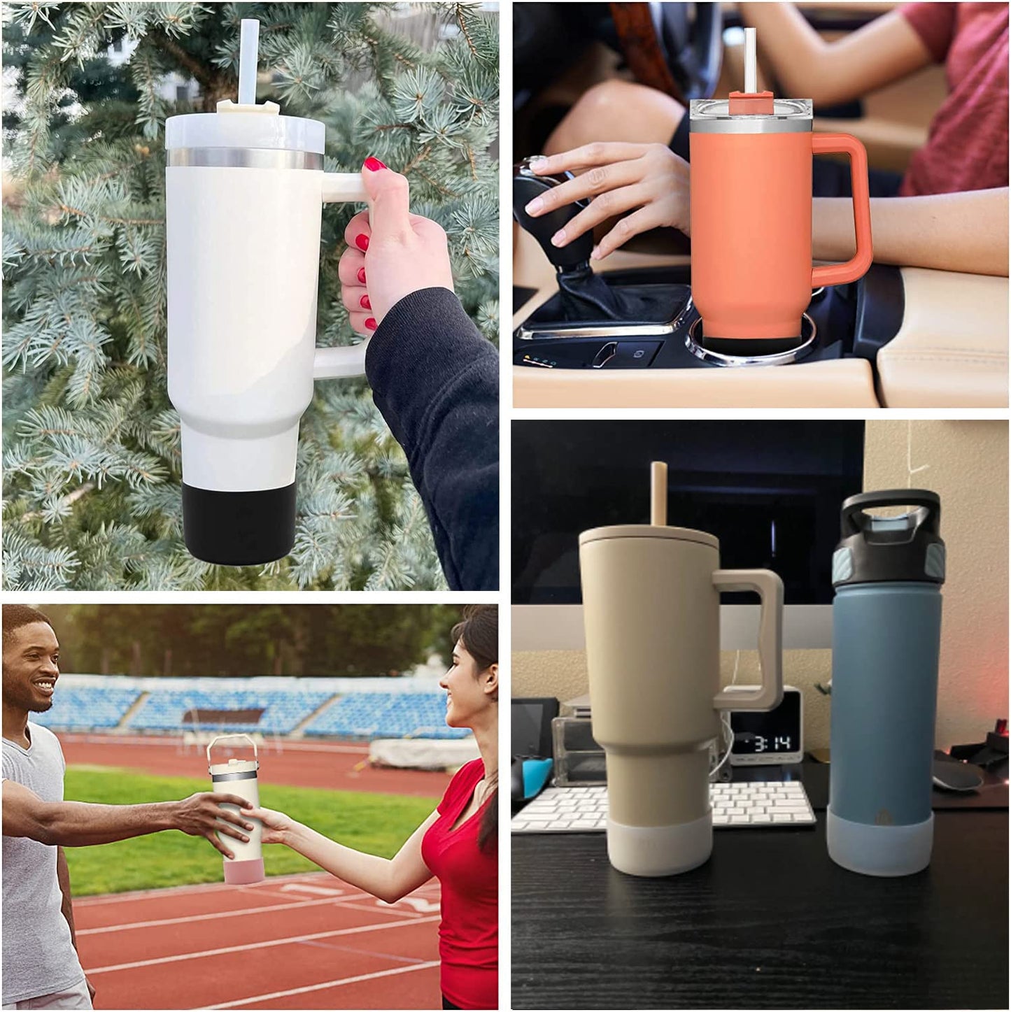 JERYMUND 2Pcs Silicone Boot for Stanley Cup Accessories, Protective Water Bottle Bottom Cover for Stanley Tumbler 40 30 20 oz & Hydro Flask 12-24oz & Select Yeti