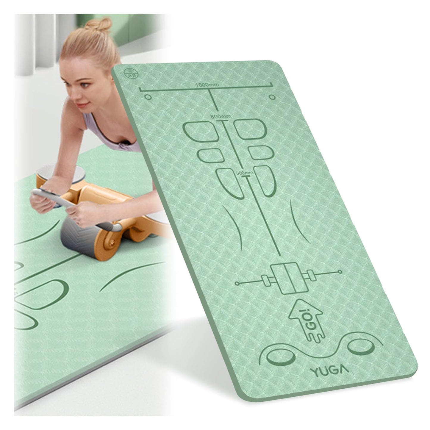 Exercise Equipment Mat for Ab Roller Wheel,Non-Slip Exercise M at 8mm,Long Sound Insulation Knee M at For Abdominal Yoga Floor Workouts-Green