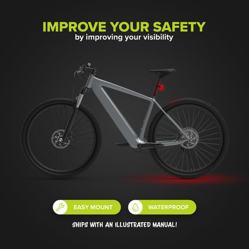 VELMIA 360° Ground Illumination Bike Rear Light | Rechargeable Battery | Enhance Visibility and Safety | Perfect for Night Riding | Easy to Install I Bike Tail Light, Rear Bike Light, Bicycle