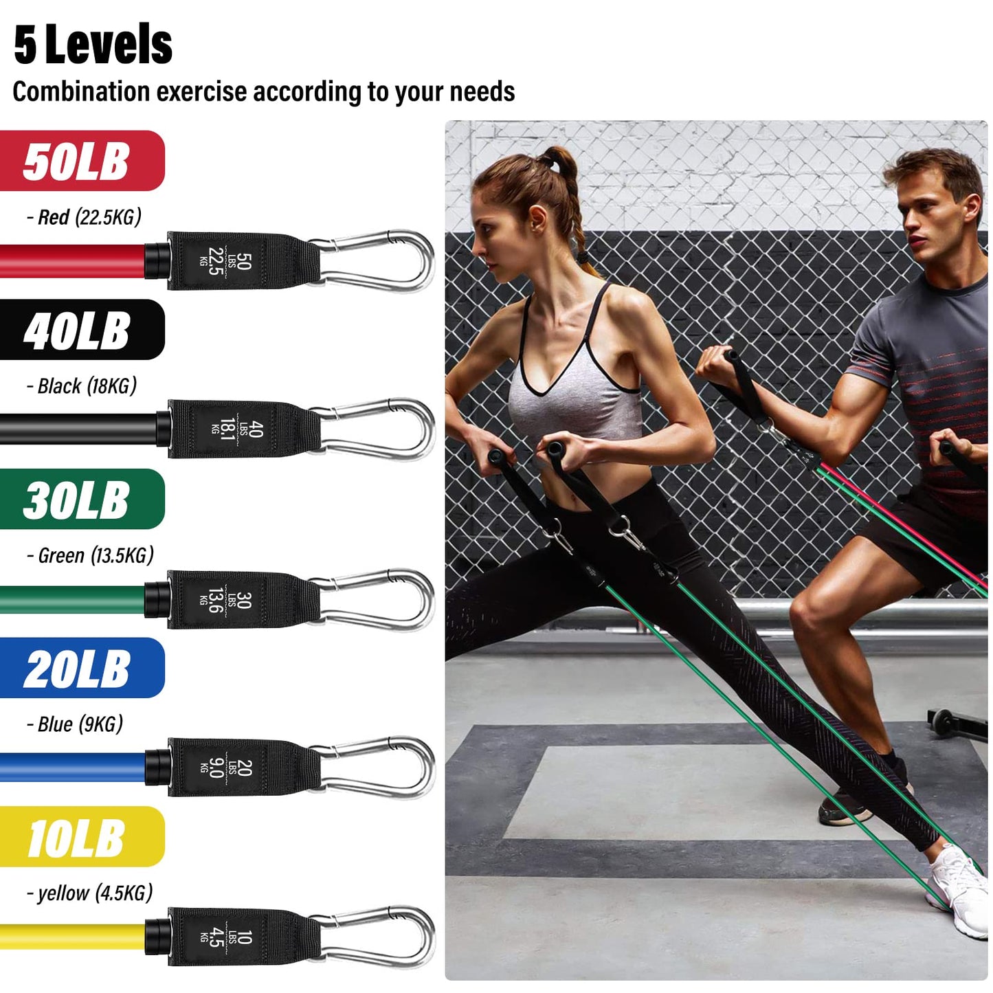 Homdat Exercise Bands, Resistance Bands for Working Out with Handles for Men Women, Exercising Bands for Fitness with Door Anchor, Handles, Legs Ankle Straps for Muscle Training, Shape Body (150lbs)