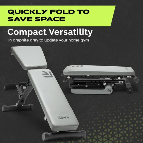 Rage Fitness Weight Bench Press Seat, Folding Bench for Home Gym, Adjustable Bench for Weight Lifting, Strength Training Bench for Full Body Workout, Incline Decline Workout Bench, Stable Gym Bench