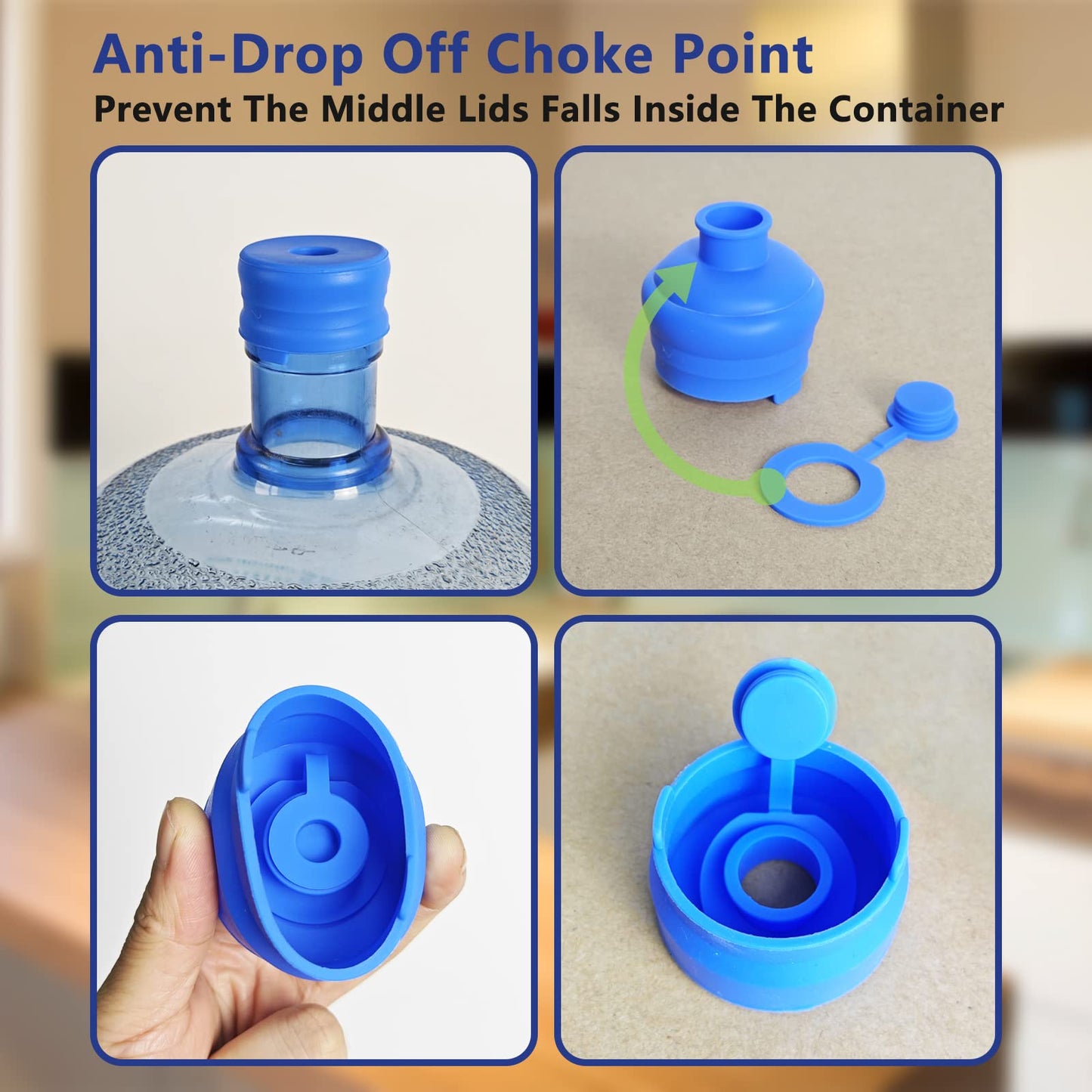 5 Gallon Water Jug Caps - 4 Pack Silicone Water Jug Cap Reusable and Anti Leak