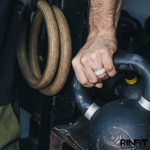Silicone Wedding Bands for Men and Silicone Ring Box Combo - 30-Ring Capacity Silicone Box for Silicone Rings - 7 Infinity Rings SetL, size 9