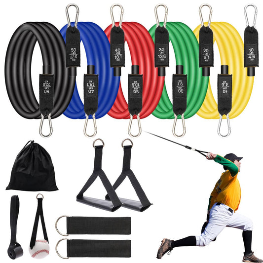 12PCS Baseball Resistance Bands, COITEK Baseball Arm Training Bands Stretching Bands with Interchangeable Grips for Physical Therapy, Muscle Training, Home Workouts