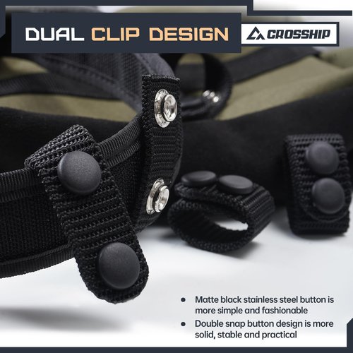 CROSSHIP 4 PCS Tactical Duty Belt Keeper, Nylon Double Snaps for 2¼" Wide Military Equipment Fixing Security Police Duty Belt Law Enforcement Accessories