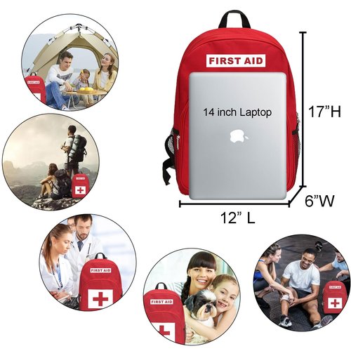 CHHYU Red First Bagpack Aid Outdoor Bag Responder Trauma Multi-Pocket Traveling Field Trips Backpack for Camping Cycling Outings Daycare