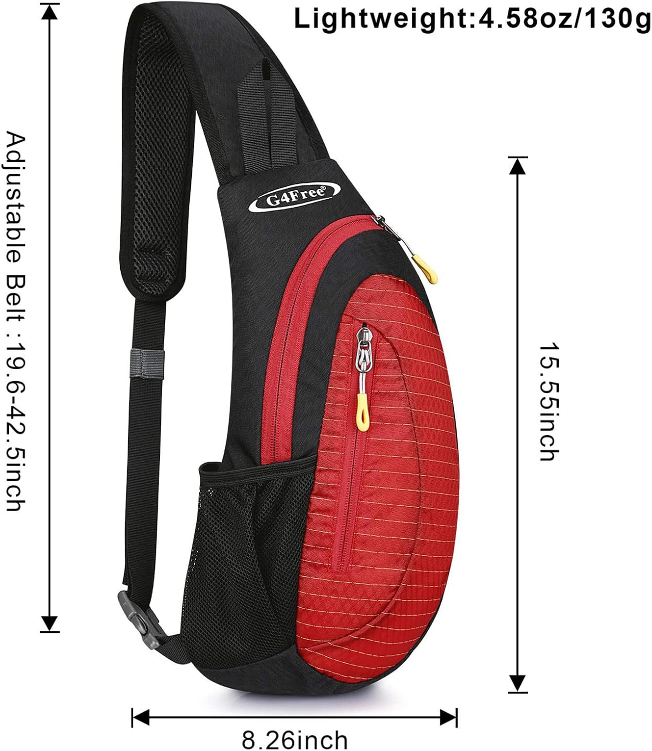 G4Free Sling Bag for Men Women, Small Crossbody Backpack Lightweight Chest Shoulder Bags for Travel, Outdoor and Sports (Black)