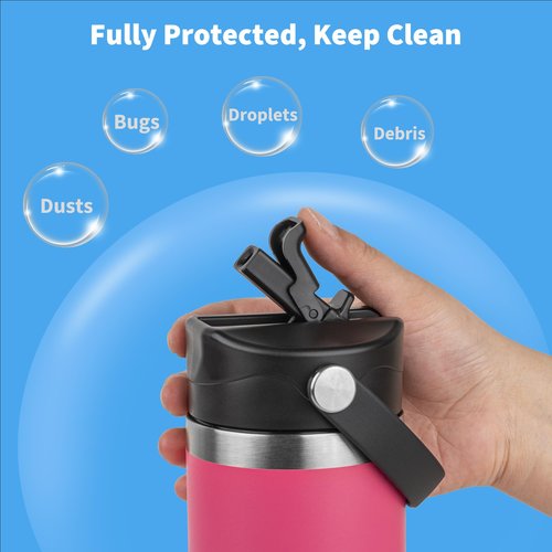 Diumepo Straw Lid for Yeti Rambler 12 18 26 36 64 oz Water Bottle, Replacement Straw Cap with Straw for Yeti Rambler Bottle, Dust Cover, Flexible Handle (Black)
