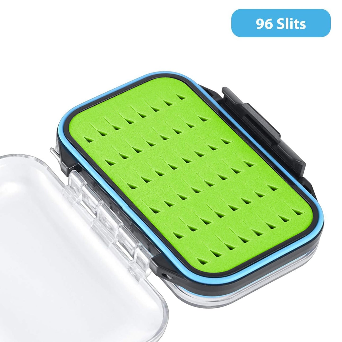 Gonex Fly Boxes for Fly Fishing Jig Boxes Two-Sided Waterproof Lightweight Fly Fishing Box Easy Grip Transparent Lid Fly Fishing Lures Box, 4.1"x 3.0"x 1.2", Green