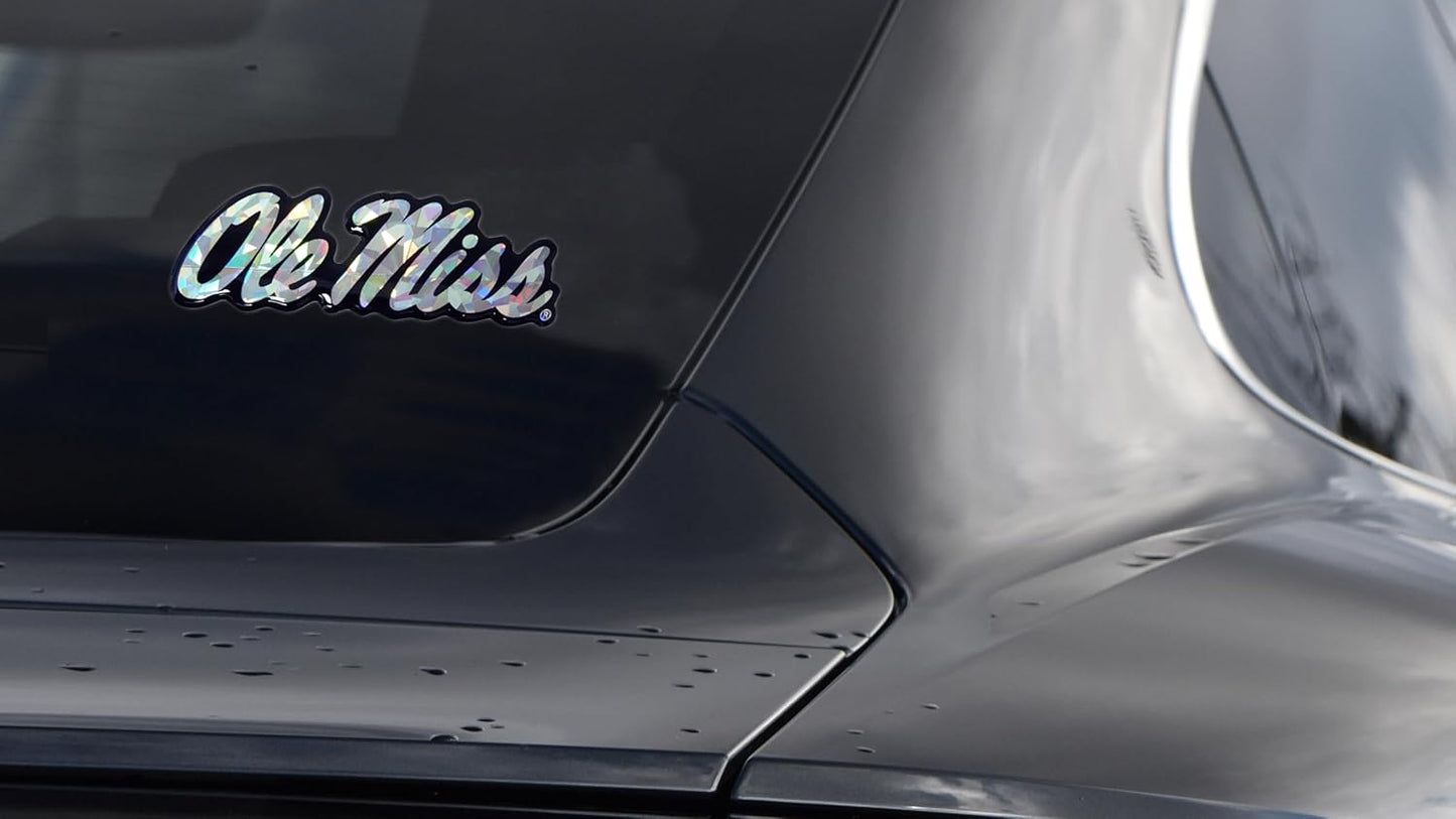Elektroplate Officially Licensed Ole Miss Red Reflective Decal | Premium 3D Doming All Weather Sticker for Car, Water Bottle, Laptop, Tablet, Window, Cooler, Bumper, Toolbox, Phone | Made in The USA