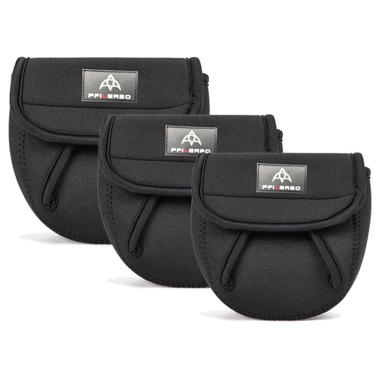 PFILERSO 3Pcs Fishing Spinning Reel Covers Bag Baitcasting Trolling Fishing Reel Protective Case Pouch Sleeve Gloves Fishing Bags Fits 1000-8000 Series Reel 3Size (3Pack 3szie)