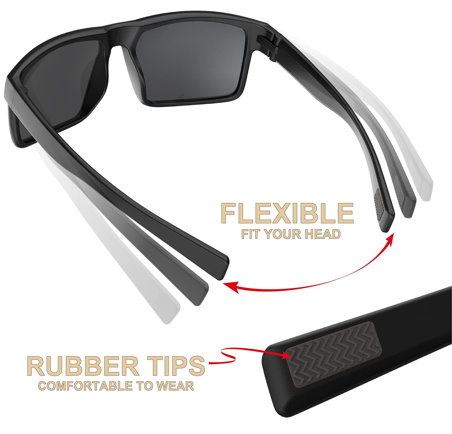 QOOL TIMES Living out your F1A Square Polarized Red Sunglasses Men Women Fishing Running Driving