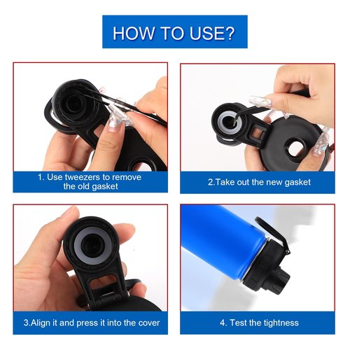 PEUTIER 6pcs Water Bottle Gasket Replacements for DRINCO 14/18/22/32/40/64oz, Chug Spout Seal Gasket Silicone Sealing Ring Stainless Steel Water Bottle Spout Lid Gasket for DRINCO Straw Lids, White