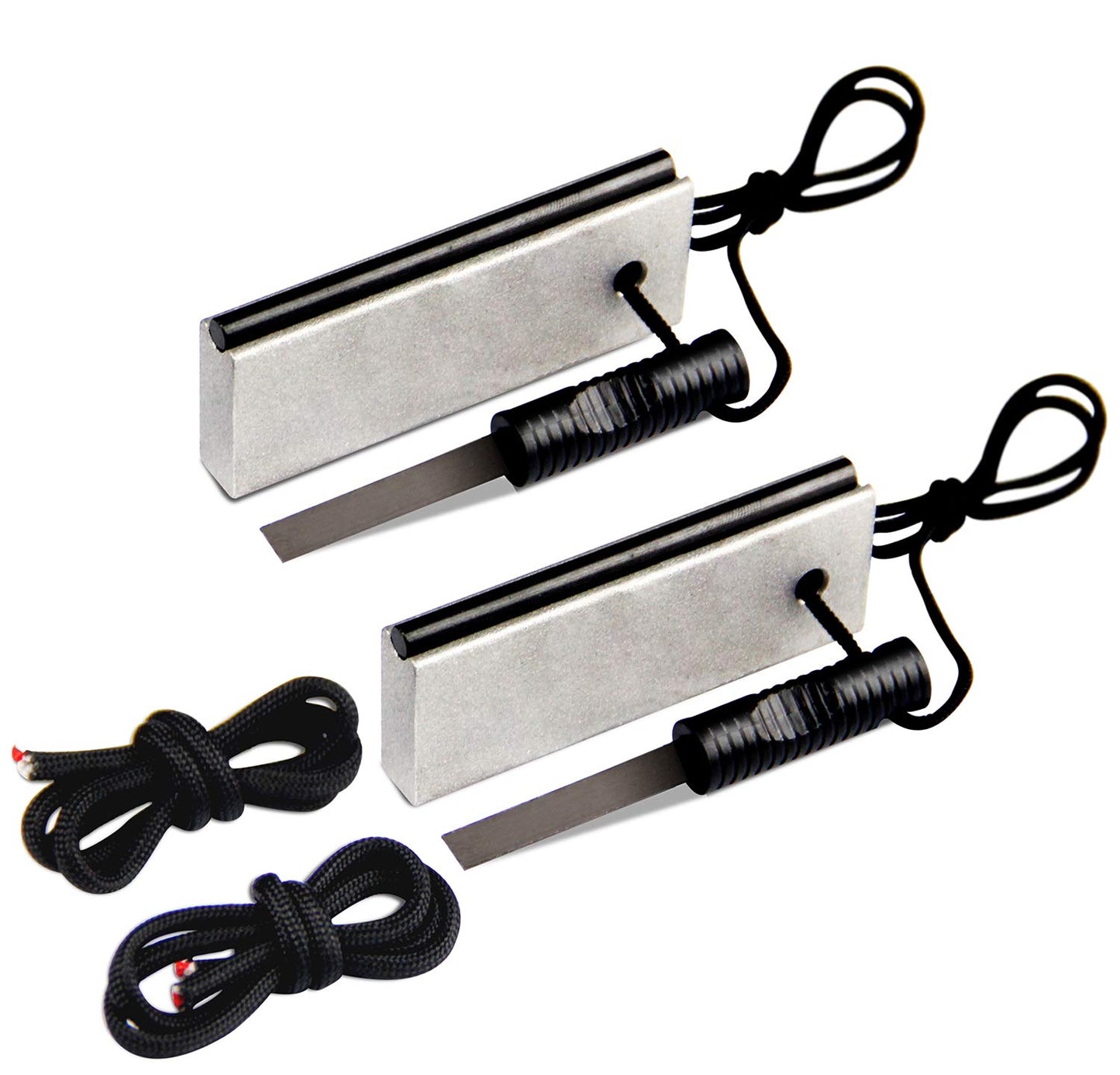 AOFAR Magnesium Fire Starter AF-374 (2-Pack) and Ferro Rod AF-376,Waterproof for Camping, Hiking