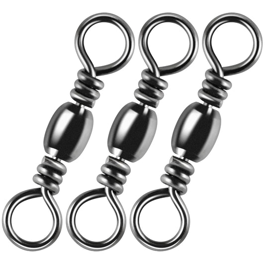 Alwonder 100PCS Fishing Barrel Swivels, High Strength Stainless Solid Ring Brass Barrel Swivel with Black Nickel Coating, Rolling Fishing Swivels Tackle Line Connector Saltwater Freshwater #16