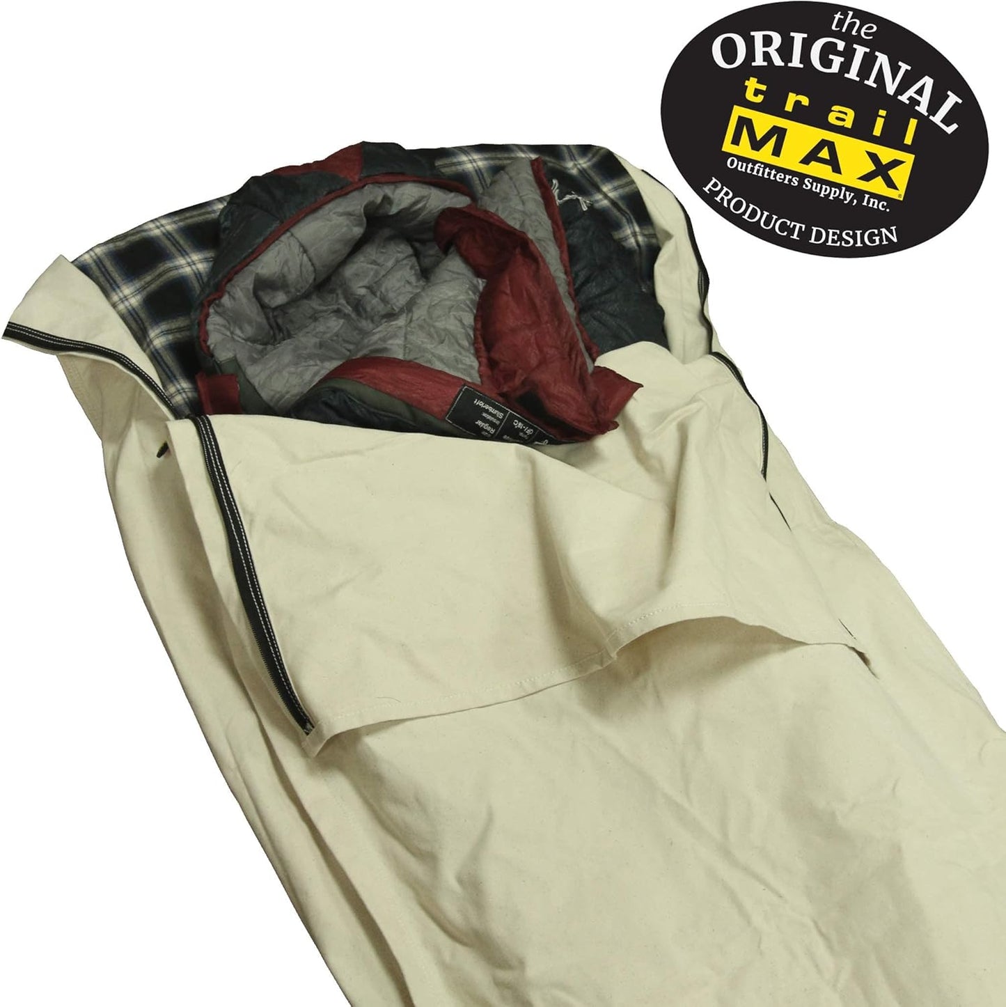 TrailMax Cowboy Bedroll - Durable 12oz Canvas Sleeping Bag Cover with Flannel Liner for Winter Camping