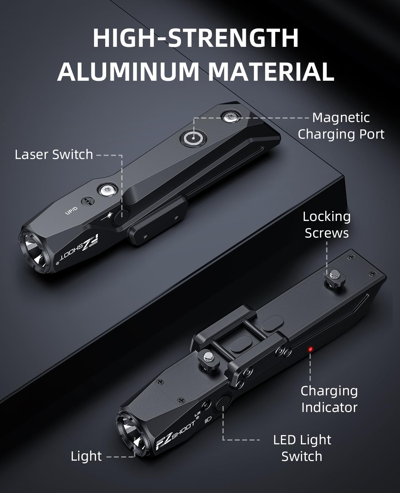 EZshoot 1700 Lumens Tactical Laser Light Combo for Rifle with Magnetic Rechargeable, AR Laser Light Combo Compatible with Picatinny Rail and M-Rail, Rifle Flashlight for Home Defense, Hunting