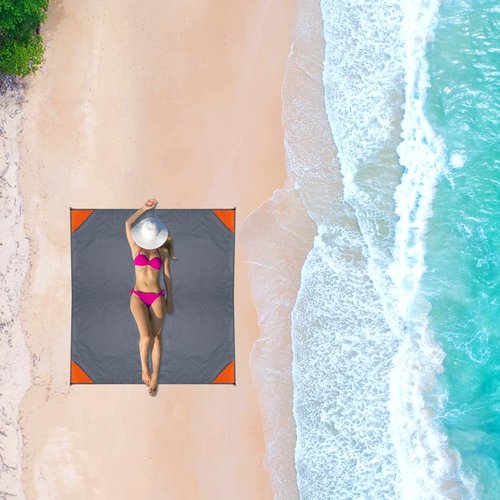 Bcxfbxd Pocket Picnic Blanket 60"x50" Foldable Compact Beach Camping Mat with Storage Bag for Hiking Travel Outdoor Recreation