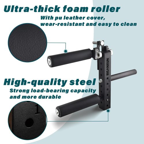 RISANXUN HQ-STD-003 Leg Extension & Curl Machine, Black - 18mm Holes, 8 Height Adjustments, 600lbs Max Load