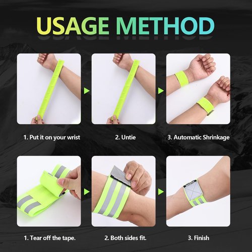 Xeiophoy Reflective Band for Night Running Walking, 6 PCS Premium Reflective Bands for Arm/Wrist/Ankle/Leg, High Visibility Reflective Running Gear Adjustable for Men and Women