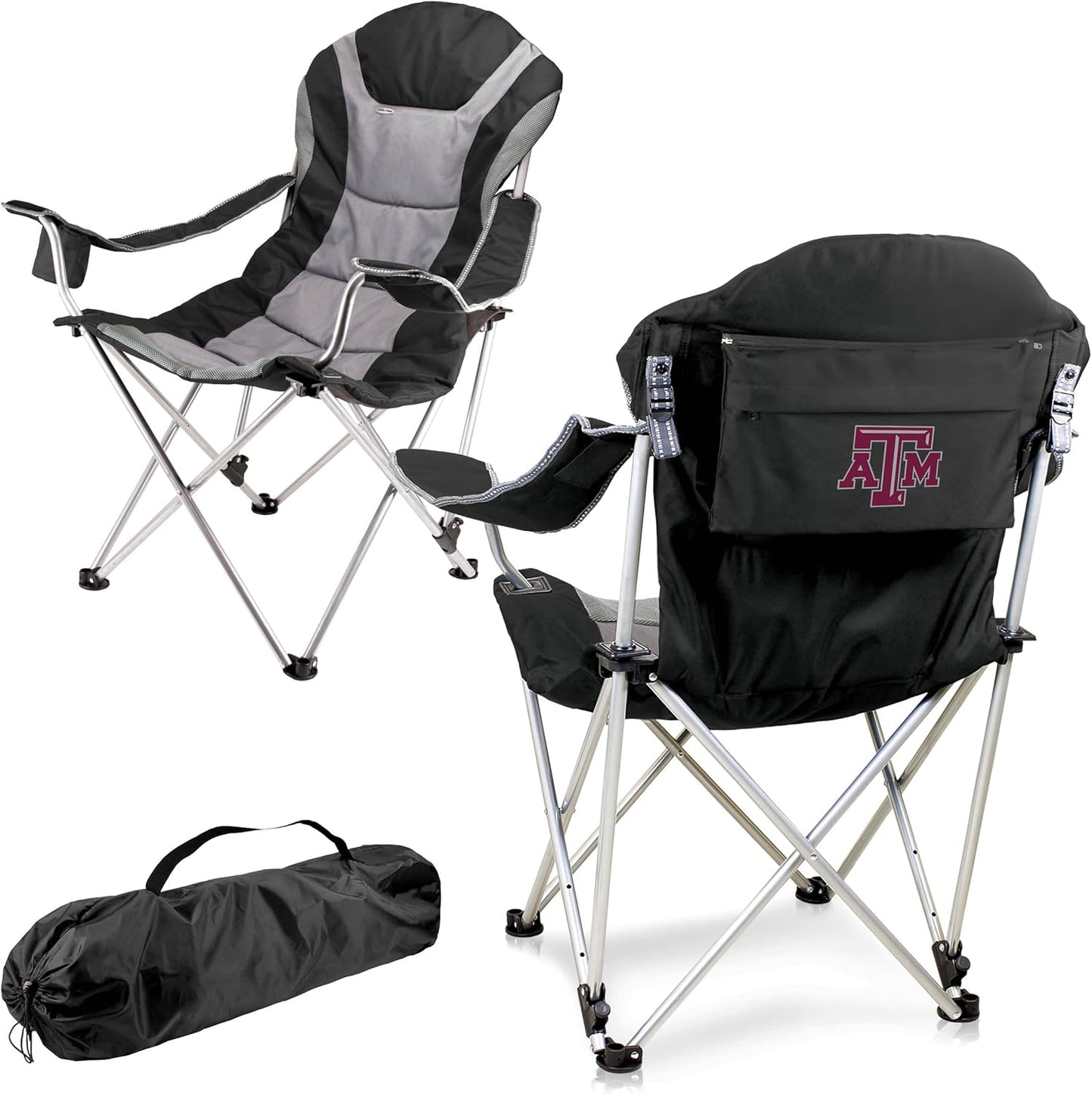 PICNIC TIME NCAA Arkansas Razorbacks Reclining Camp Chair - Beach Chair for Adults - Sports Chair with Carry Bag