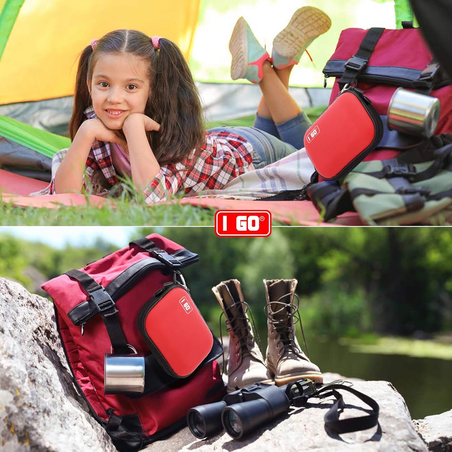 I GO 85 Pieces Hard Shell Mini Compact First Aid Kit, Small Personal Emergency Survival Kit for Travel Hiking Camping Backpacking Hunting Marine Car