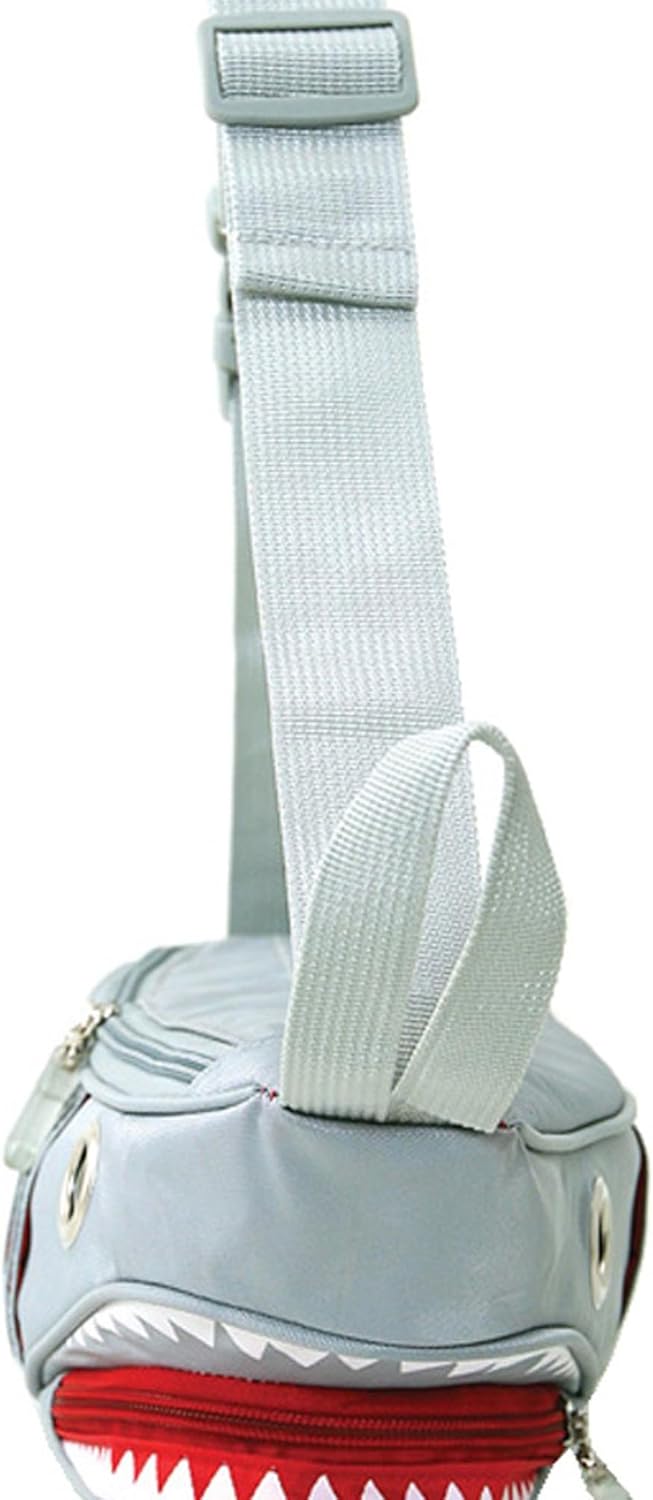 WonderMolly Premium Nylon Shark with Gill Pockets Fanny Pack Hip Waist Bag in Grey