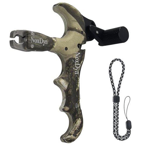 NoxDyn Camo Bow Release for Compound Bow, 4-Finger Archery Release 360° Rotatable Thumb Release for Compound Bow