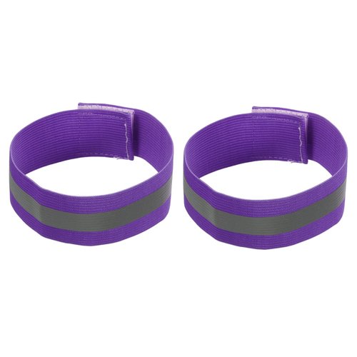 M METERXITY 2 Pack Reflective Bands - Safety Reflector Tape Strip, High Visibility Reflective Running Gear, Apply to Running Night Walking(14x1.5 Inch, Purple)