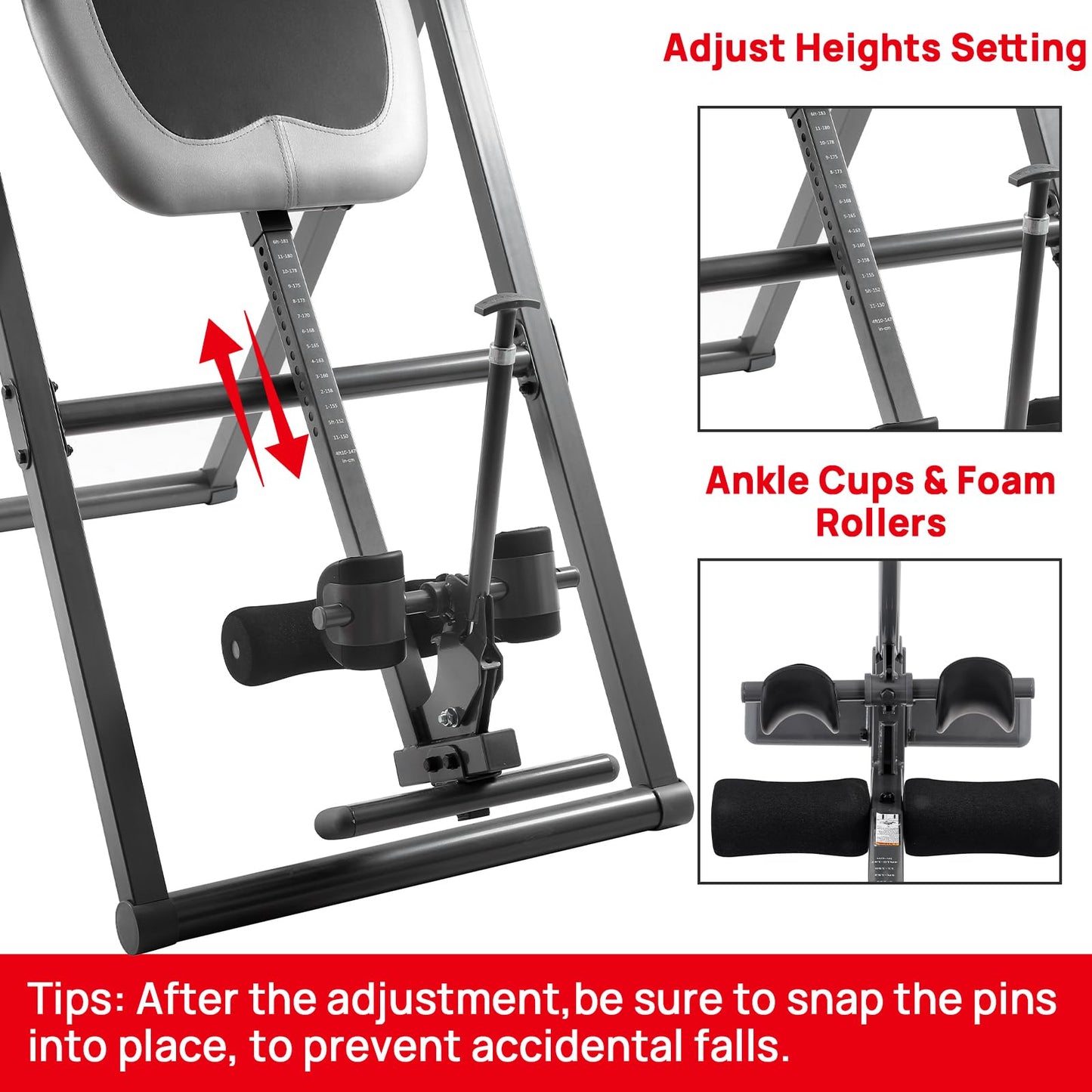 HYTY Massage Inversion Table for Back Pain Relief - Back Stretcher Machine with Adjustable Headrest, Foldable Design, Back Inverter/Strength Training, 300 Lbs Capacity