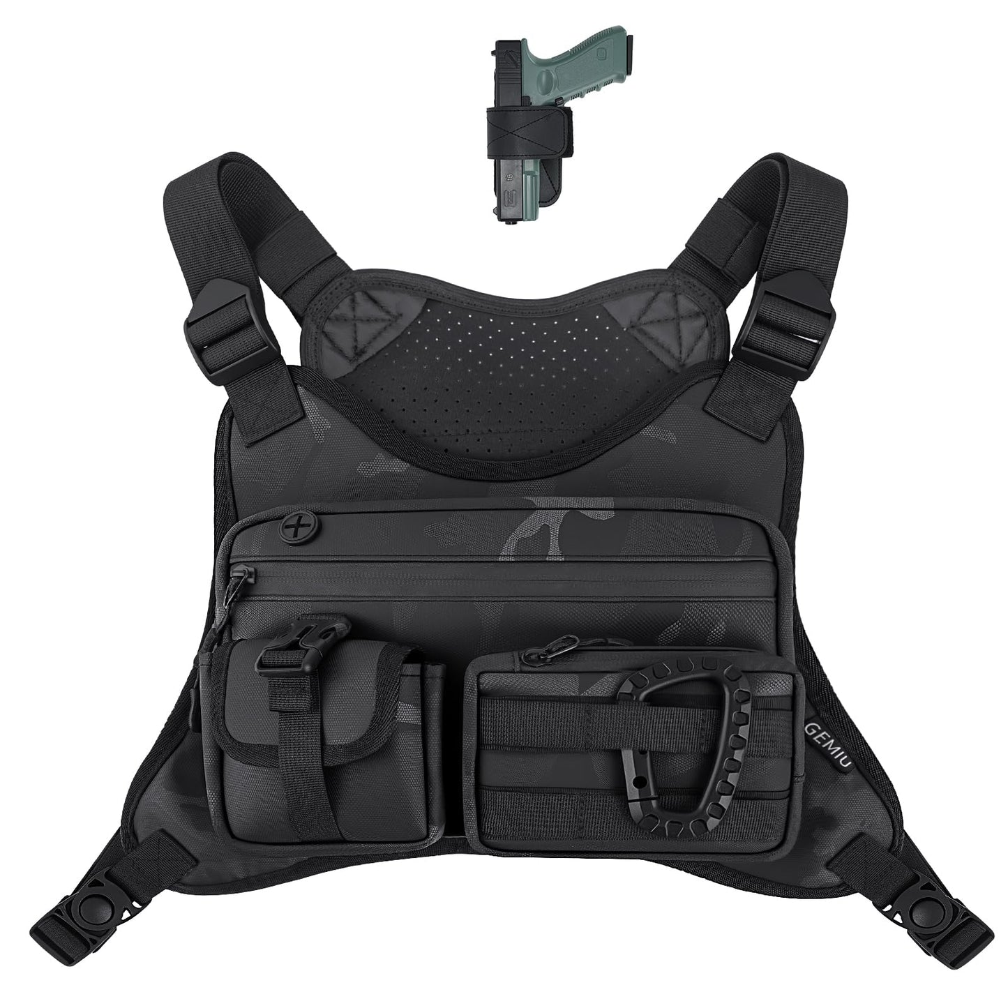 GEMIU Outdoor Sports Chest Bag for Men, Tactical Inspired Sports Utility Chest Pack Large Capacity Lightweight Front Running Vest for Men With Built-In Phone Holder EDC Bag for Hiking,Cycling