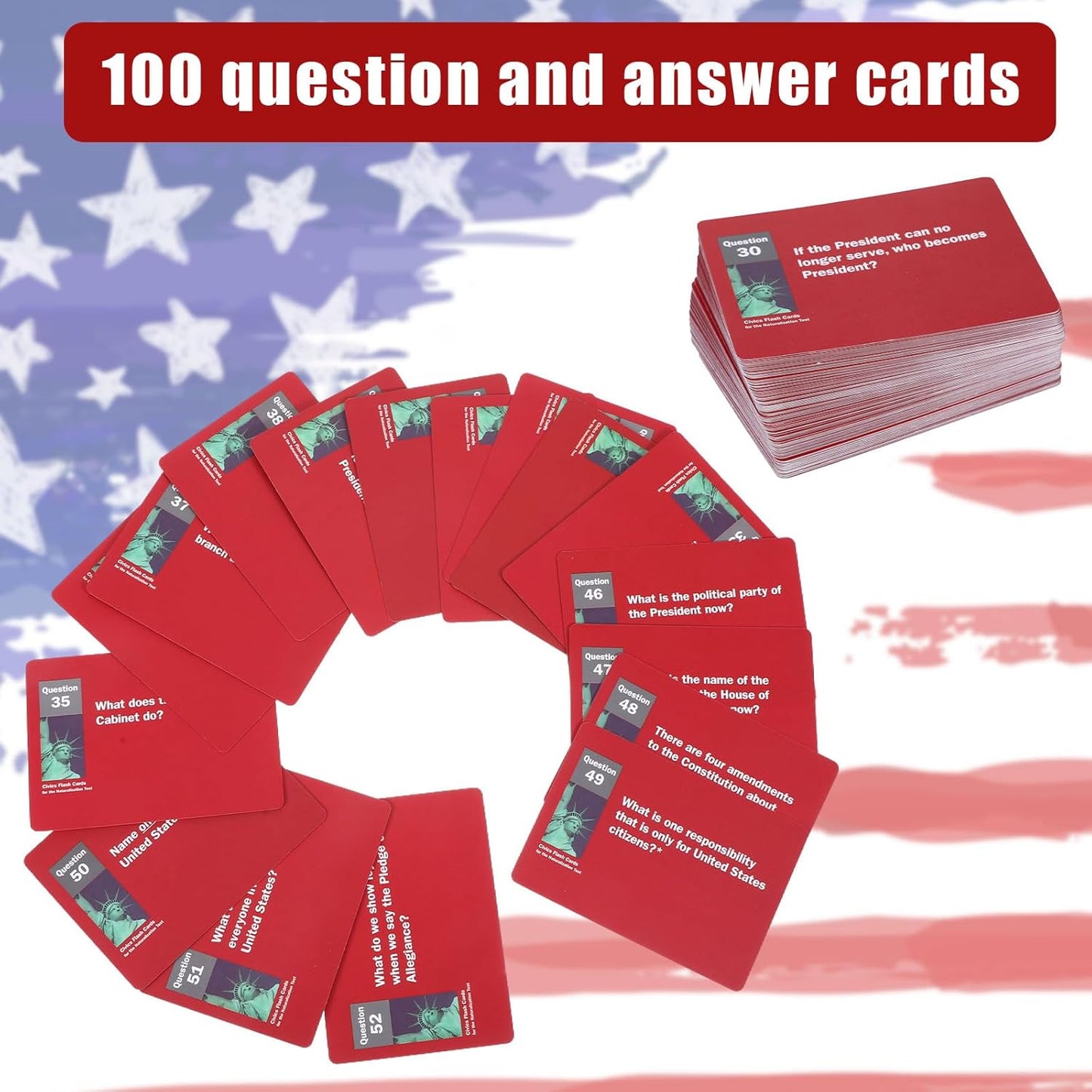US Citizenship Flash Cards 2025, US Citizenship Test Study Guide Flashcards Book 2025, Bilingual President State Capitals Flash Cards of The Naturalization Test Back to School Supplies